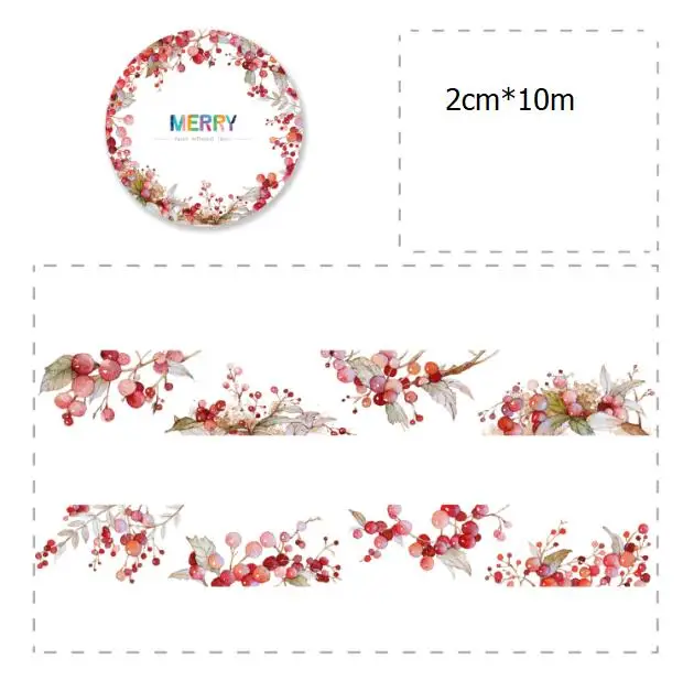 

2cm*10m Creative beautiful Berry Decoration Washi Tape DIY Planner Diary Scrapbooking Masking Tape Label Sticker Escolar