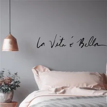 100cm X 20cm Estilo nórdico citas vinilo pegatina de pared La Vita E Bella italiano pegatinas de espejos hogar dormitorio decoración frase