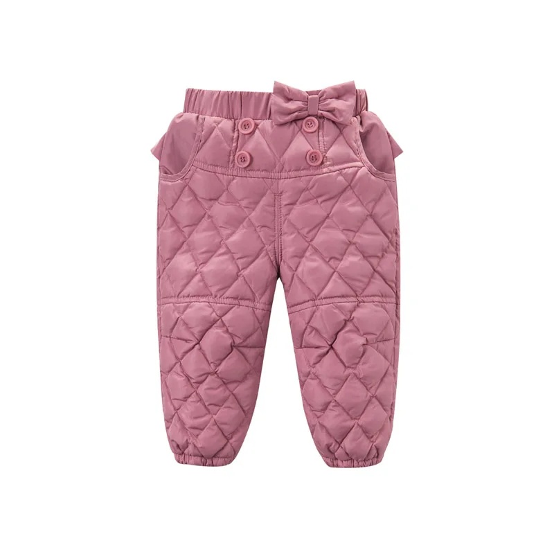 DB4246 dave bella/зимние штаны с бантом для маленьких девочек детские штаны на утином пуху детские штаны с перьями для малышей - Цвет: grey pink