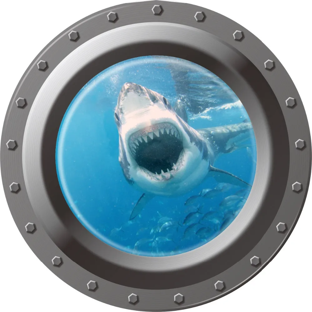 3d Ocean View Window Submarine Wall Stickers Decals Porthole Graphics Sea Portal Peel Stick Sea Cruise Art Kids Room Decorations