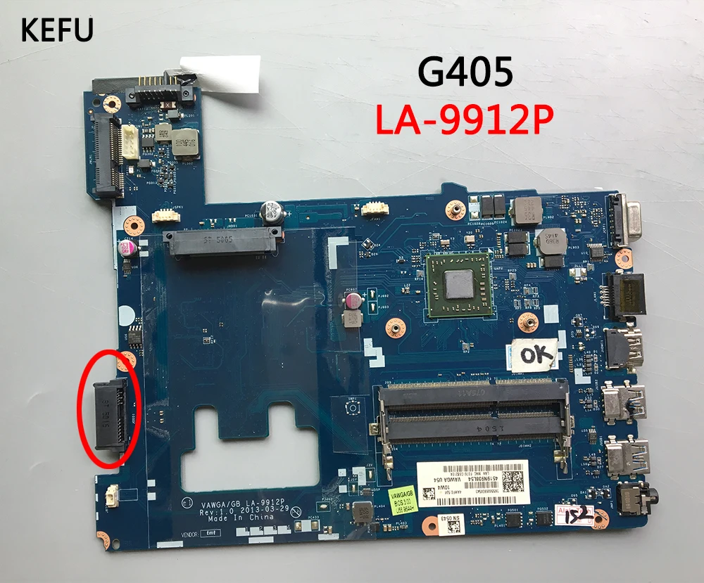 Kefu LA-9912P материнская плата для lenovo G405 Материнская плата ноутбука LA-9912P с cpu работает хорошо conditon