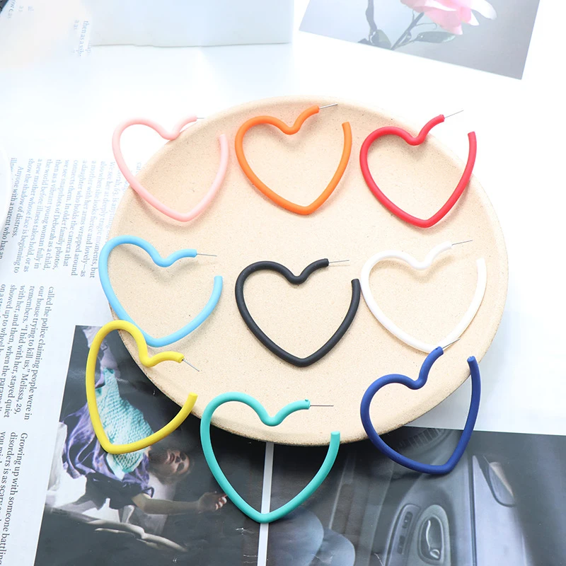 

New Fashion Hollow Peach Heart Earring Acrylic Simple Dangle Earrings For Women Jewelry Wedding Party Christmas Gift Wholesale