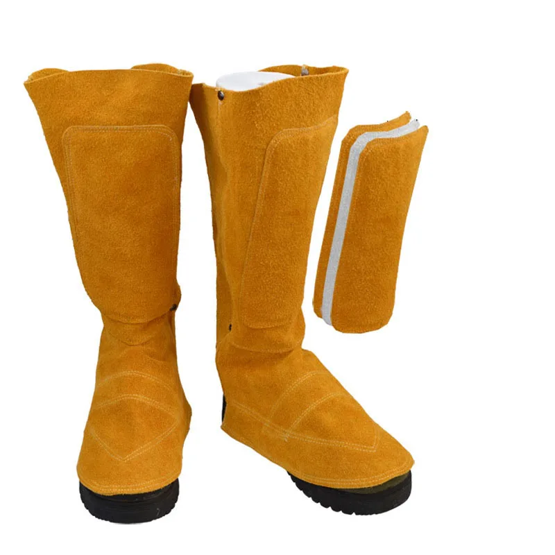 

Welding Leather long Shoes boots Flame Resistant Anti-Heat Wear Resistant Workplace Welder's boots Protective Cover for Welding