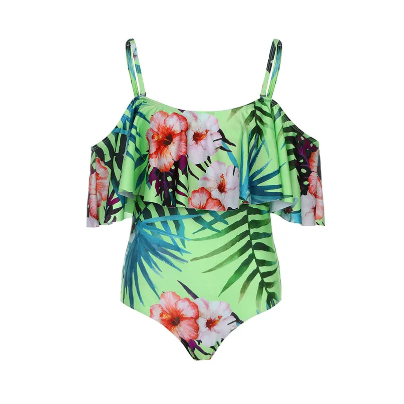 Women's One-shoulder Printed Swimsuit One Piece Swimsuit Bikin Beach Bikini Print Sexy Swimwear Female Swimsuit Fused J21 (4)