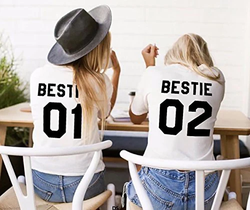 Bestie 01 02 одинаковая лучшая рубашка для друзей с графическим принтом Футболка