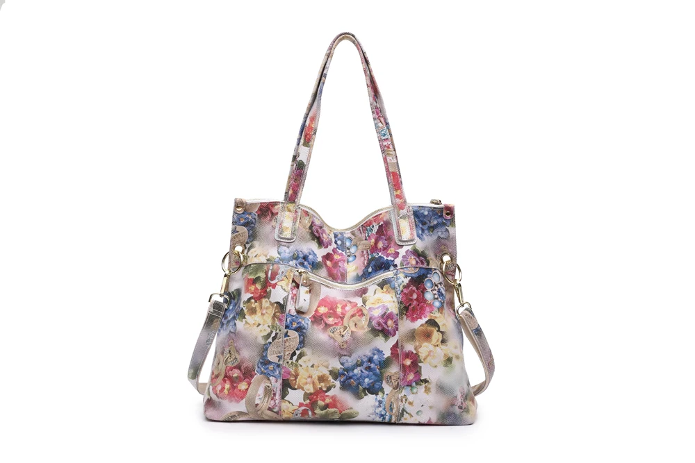 bolsa ombro 100% couro real flor brilhante