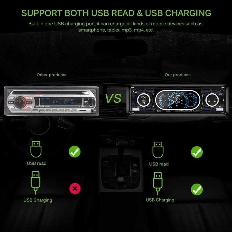 Автомобильный Радио 1 Din 12V Bluetooth автомобильный стерео ЖК-дисплей авторадио FM Aux вход приемник USB MP3 60W X 4 высокой мощности выход EQ