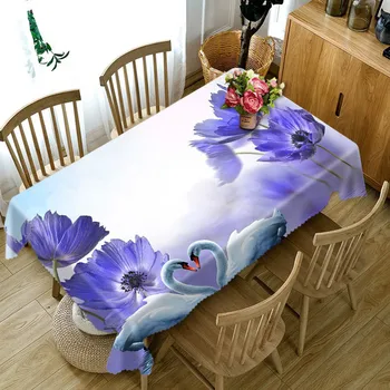 

Purple flowers Tablecloth Cofffee Dining waterproof 3D rectangular tablecloth round table cloth customized size Cushion cover