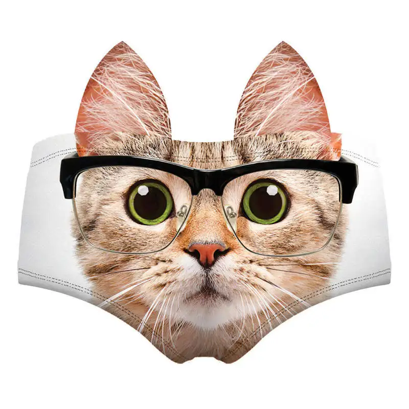 pic11 Новое поступление, модное сексуальное нижнее белье с 3D принтом, Kawaii, трусики с кошачьими ушками, с быком, собакой, гепардом, лисой, дикими животными, женские трусы - Цвет: pic11