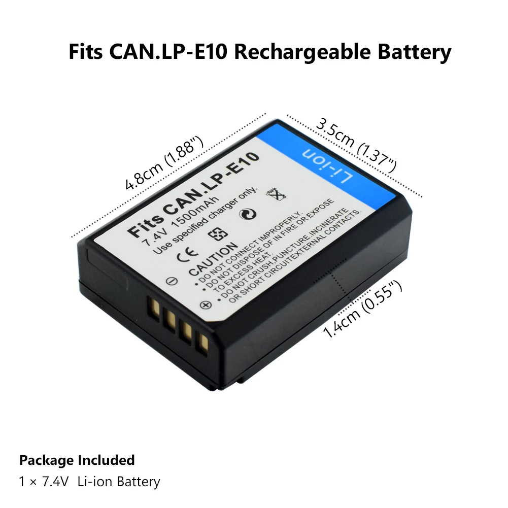 7,4 вольт 1500 мАч LP-E10 батареи для камеры Canon Литий-полимерная аккумуляторная батарея SLR EOS 1100D 1200D 1300D T3 Rebel Bateria