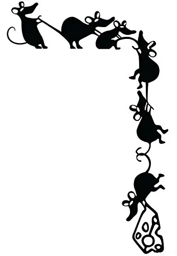 

HWHD 2 pcs Funny Climbing Mice Cheese Thieves Rat Silhouette Vinyl Wall Decal Sticker Free Shipping