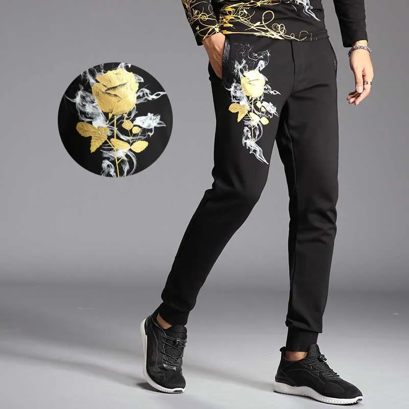 Retro Gilded Rose Floral Two Piece Sweat Set Tracksuit Men Hoodie Set Casual Slim Fit Sweatshirt with Joggers Pants Exercise Set Retro Gilded Rose Floral Two Piece Sweat Set Tracksuit Men Hoodie Set Casual Slim Fit Sweatshirt with Joggers Pants Exercise Set