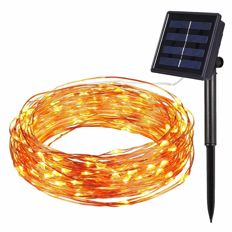 10M 20M Solar Lamps Copper Wire Solar LED String Lamp Fairy Holiday Light Strip Decor Garden Wedding X'mas Party Ambiance Lights