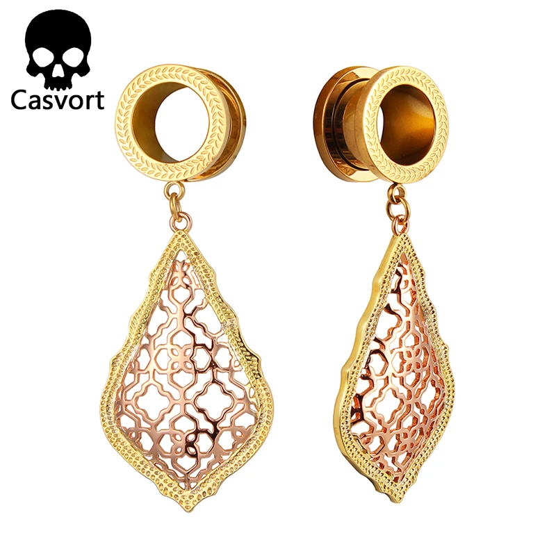 

Casvort New Fashion Addie Addie Gold and Rose gold Two Tones Dangle Modern Earrings Plugs Body Jewelry for Women Wholesale Gift