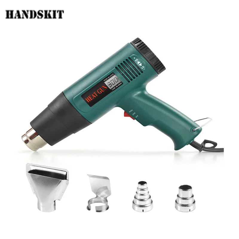 

Handskit Digital Heat Gun 2000W 220V EU Plug Electric Hot Air Gun with 4pcs Heater Nozzle Thermoregulator Shrink Wrapping Tools