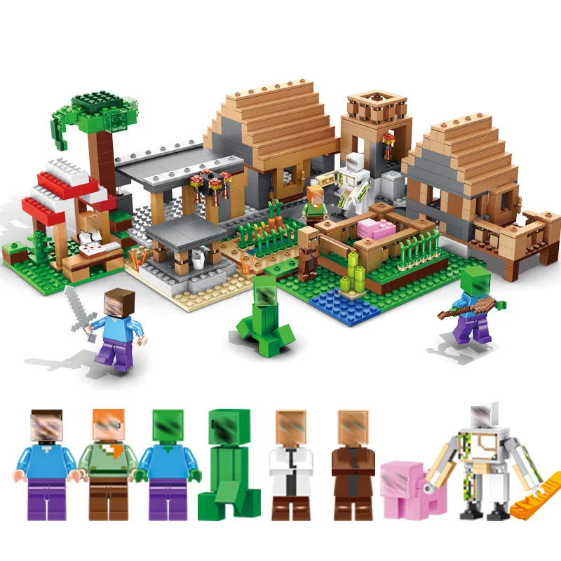 

Minecraft Village Set Bricks Compatible Legoing Minecraft 21128 Figures Model Building Blocks Boy Birthday Gifts Toys