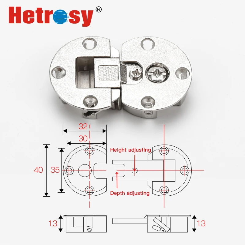 Hetrosy الأجهزة 90 درجة الأثاث قابل للتعديل أخفى رفرف المفصلي الذاتي دعم خاص الجدول المفصلي حزمة من 2 قطع مع المسمار