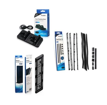 

PS4 Slim Vertical Stand Dock Holder+DIY Dust Proof Prevent Cover Case+USB Dual Charger Dock for Playstation 4 PS4 Slim Console