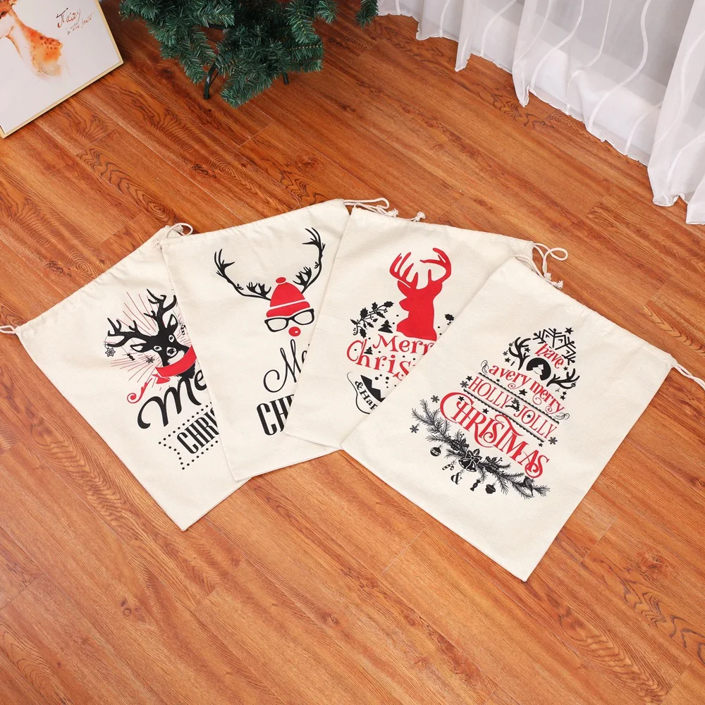 1 шт. Рождественский Санта-Клаус, подарочные сумки для детей, холщовая Мешковина, пустая сумка на шнурке, большой размер, рождественские украшения для вечеринки