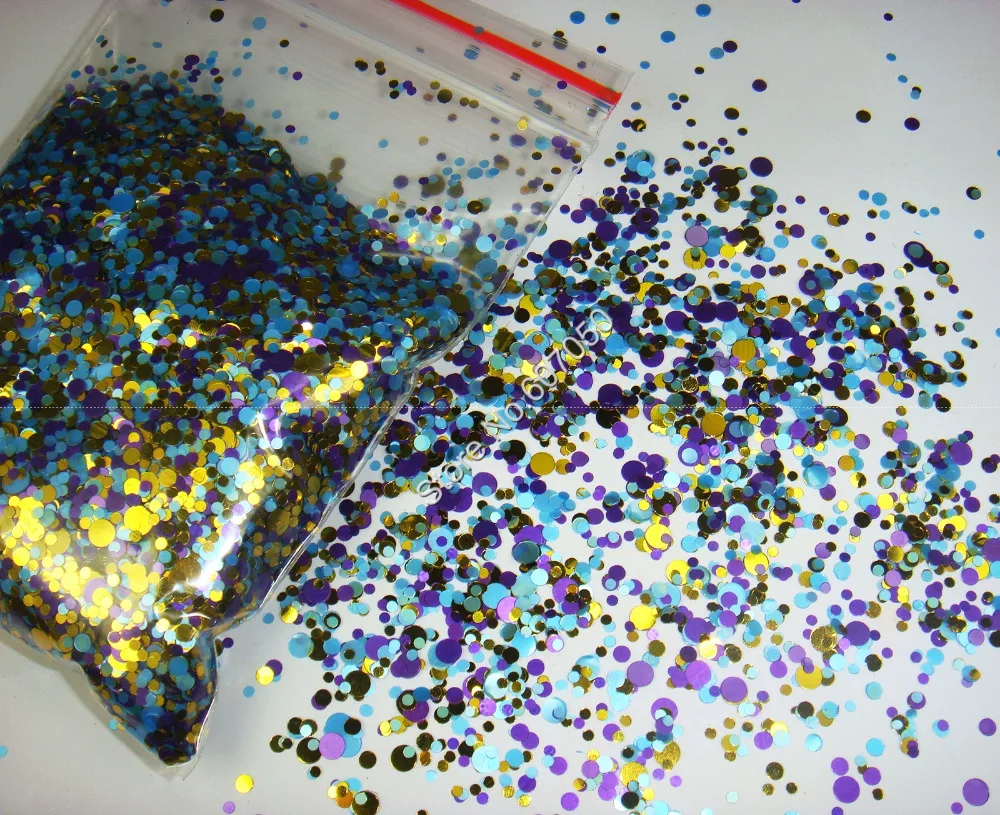 

MRMX-010 Mix Round glitter Dot Shape Flake nail glitter powder for nail Gel polish, acrylic nails and Make up decoration
