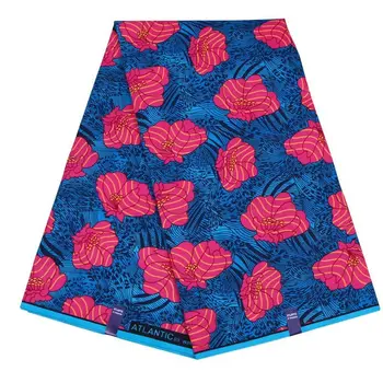 

Red Floral Nigerian Batik Cloth Fabric Ghana Kente Wax Fabric For Dress Suit African Kente Prints Wax Fabric for Cloth