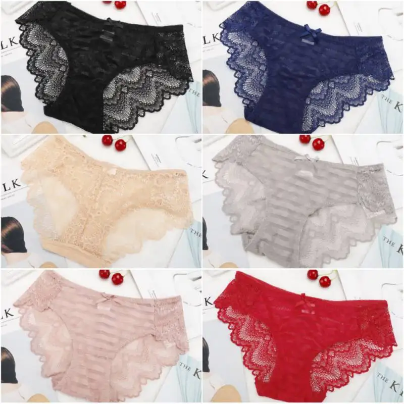 WJ 2019 Sexy Lace Ladies Panties Fashion Cozy Lingerie Tempting High Quality Cotton Low Waist for Woman