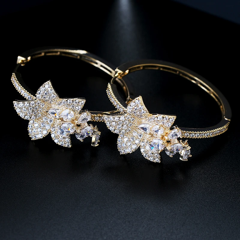 

Luxury Flower Tassel Drop Earrings for Women Zircon Hoop Earrings DUBAI Bridal XIUMEIYIZU New Fashion Jewelry Export Brazil