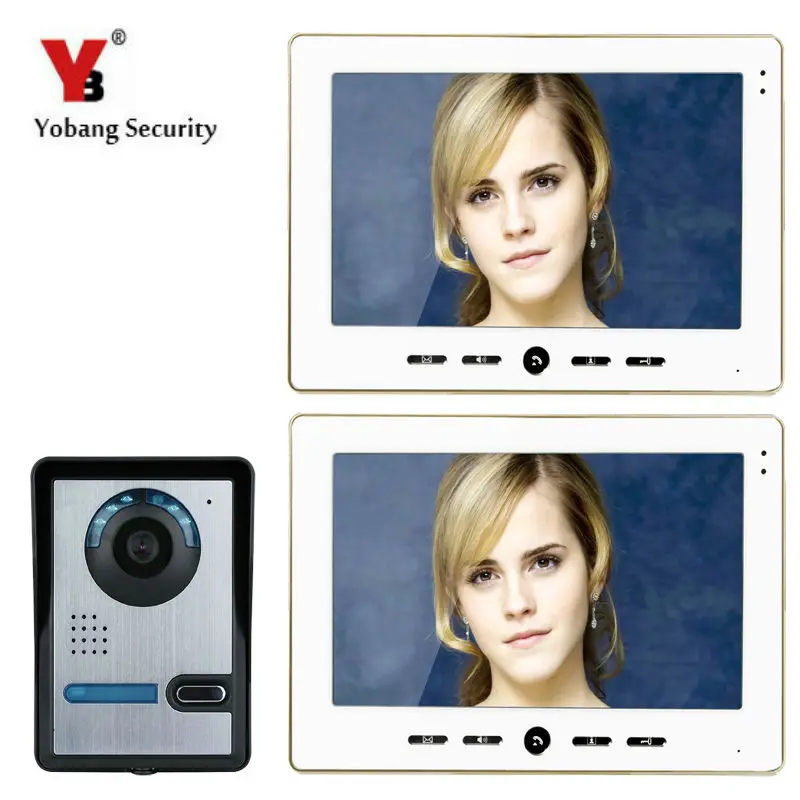 

YobangSecurity 1 Camera 2 Monitors 10" Video Intercom Visual Doorbell Kits Door Phone System IR Night Vision Hands Free intercom