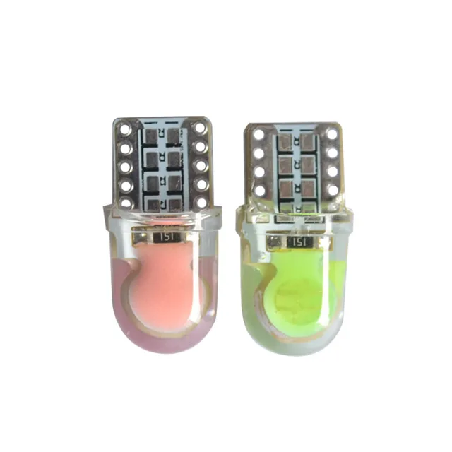 100X Bright T10 COB LED 40MA Silicone case Instrument light License plate Bulbs Wedge Lamp Car styling LED 12V White 7 colors 2