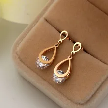 Мартик золотого цвета модные ювелирные изделия изящная нержавеющая сталь с фианитами в форме капли серьги гвоздики для женщин гипоаллергенно E189