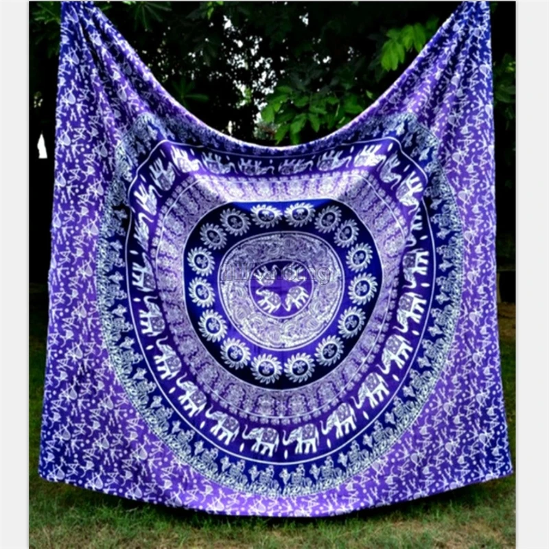 

Round Purple Small Elephant Tapestry Indian Mandala Hippie Wall Hanging Tapestries Beach Towel Yoga Mats Bedspreads Table Cloth