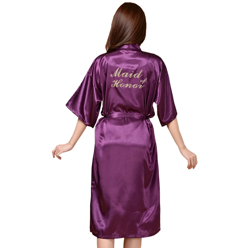 TJ01 Large Size S-3XL Gold Letter Bride Bridesmaid Get Ready Robes Bridal Party Gifts Bathrobe Dressing Gowns For Women