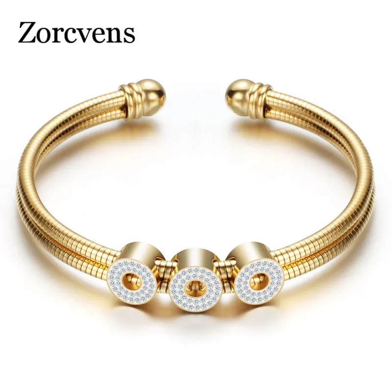 

ZORCVENS Fashion Wedding Bangle Jewelry Crystal Magnet Clasp With Snake Chain 316L Stainless Steel Snake Chain Wedding Bangles