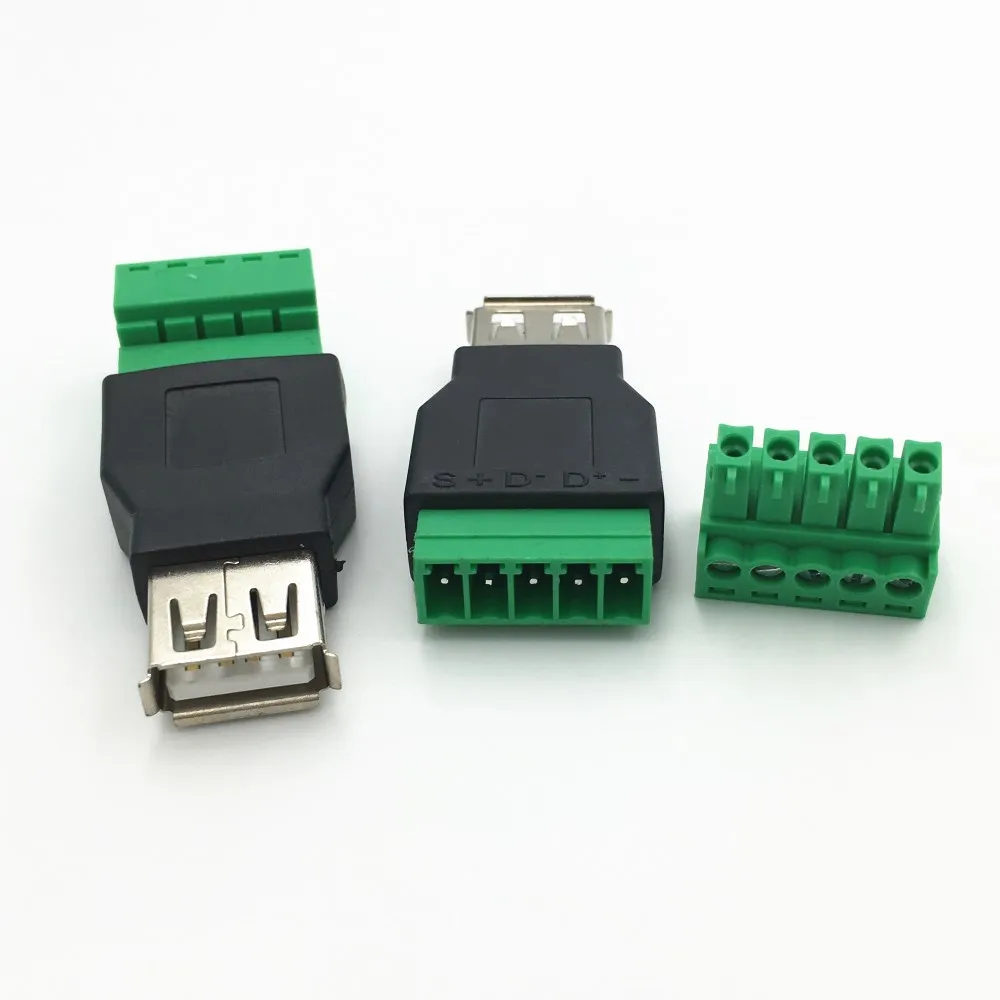 1 шт. USB 2 0 мужской/женский 5 Pin разъем с щит USB2.0 Тип К Винтовые клеммы штепсельной