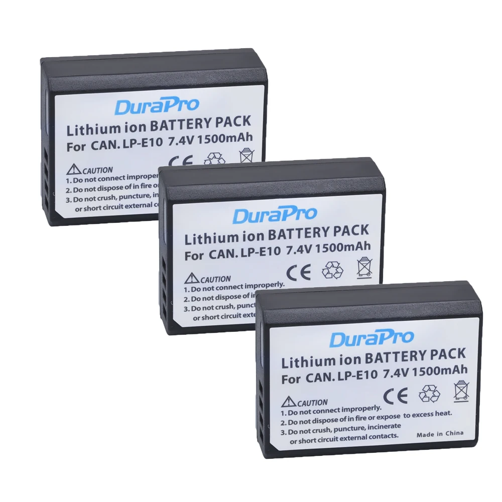 DuraPro 3pcs LP E10 LP E10 Rechargeable Camera Battery For Canon EOS