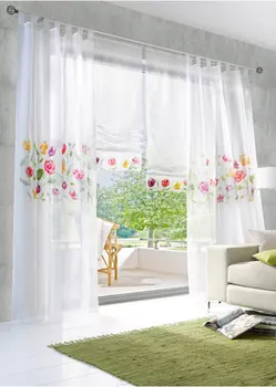 

Price For One Piece Customized Rustic Printed FLoral Sheer Curtain Tulle Living Room Balcony