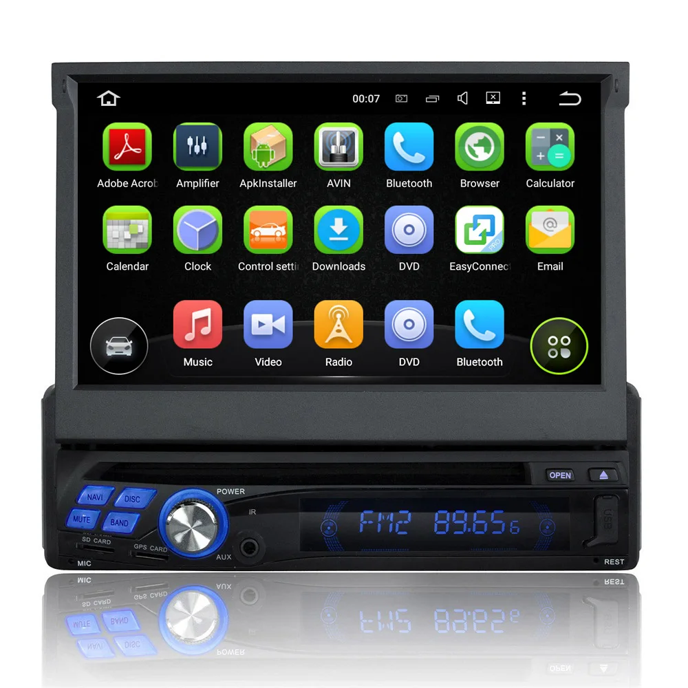 Hot 7 inch Universal 1 din Android 5.1.1 Quad-Core Automatic Screen Car Radio Monitor DVD player with car gps Wifi FM Bluetooth