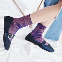 Сексуальные женские носки блестящие прозрачные тюлевые носки тонкие дышащие счастливые носки женские Чулочные изделия Платье Лето 5 цветов WZ0043