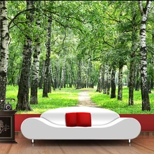 Пользовательские природа настенные фрески, Зеленый лесной пейзаж, используемый в спальне ТВ K ТВ стены водонепроницаемый винил papel де parede