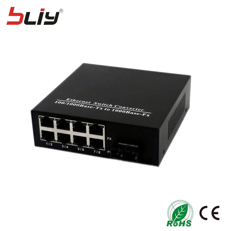 9 Порт 1310/1550nm Power Over Ethernet Media Converter двойной волокна одиночный режим PoE коммутатор fiber