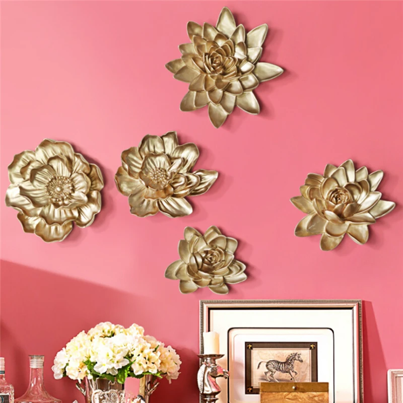 3D изделия из смолы цветы искусство Европейский Креативный ручной работы лотос рыба Настенная Наклейка для гостиной украшение дома настенные фрески