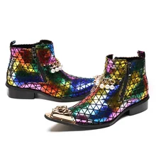 Острый носок человек свадебное платье Вечерние модные оксфорды осень Для мужчин Повседневное хип-хоп Туфли для сцены лодыжки ботинки martin