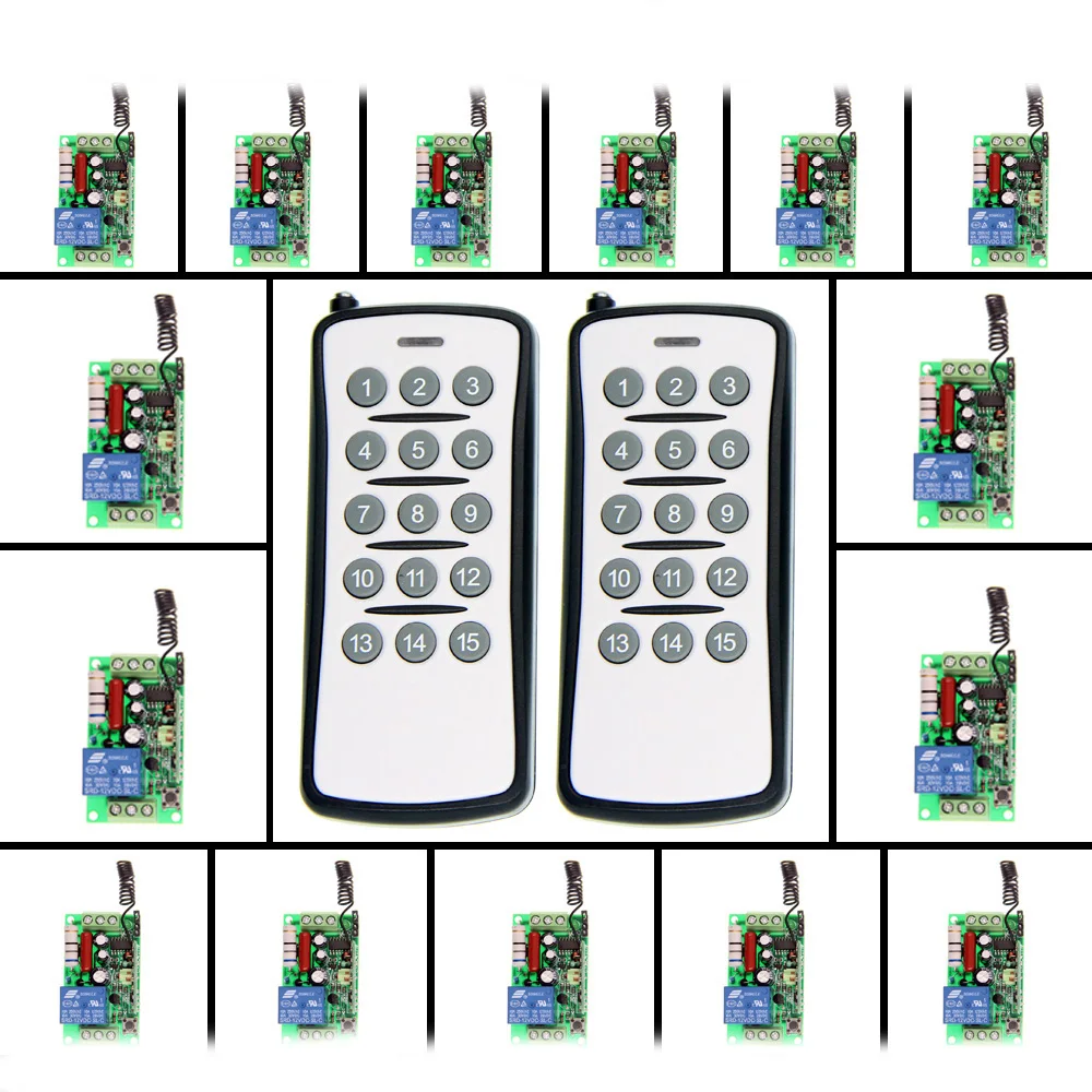 

AC 220V 110V 1 CH 1CH RF Wireless Remote Control LED Ceiling Light Strips Switch System,15CH Transmitter+ Receiver