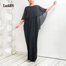 2XL новый бренд сезон: весна–лето плюс Размеры платья Для женщин синий черный сексуальное платье с рукавами «летучая мышь» свободная талия Элегантное Длинное Платье Vestidos