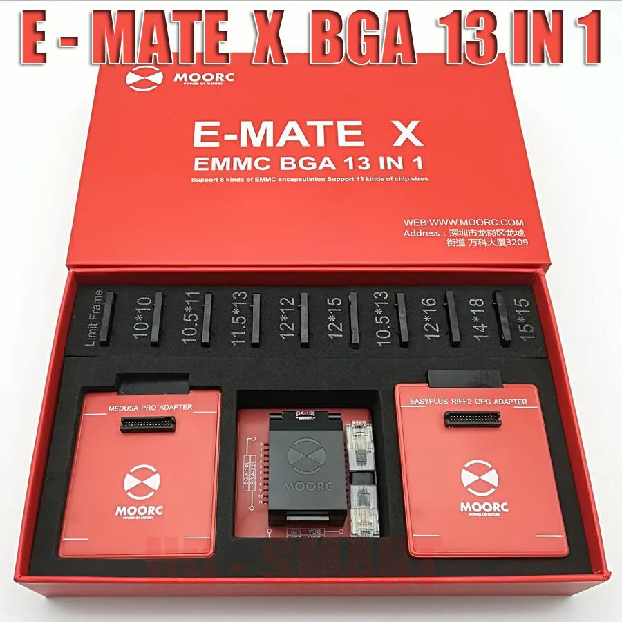 2019 Новый MOORC E-MATE X E MATE PRO BOX EMMC BGA 13 в 1 поддержка 100 136 168 153 169 162 186 221 529 254 Бесплатная доставка - изображение