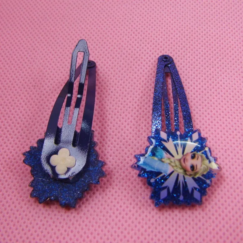 

2pcs/lot Children's Doll Accessories Frozen Children's Hairpin Princess Dolls Aisha Snowball Flash BB Clips