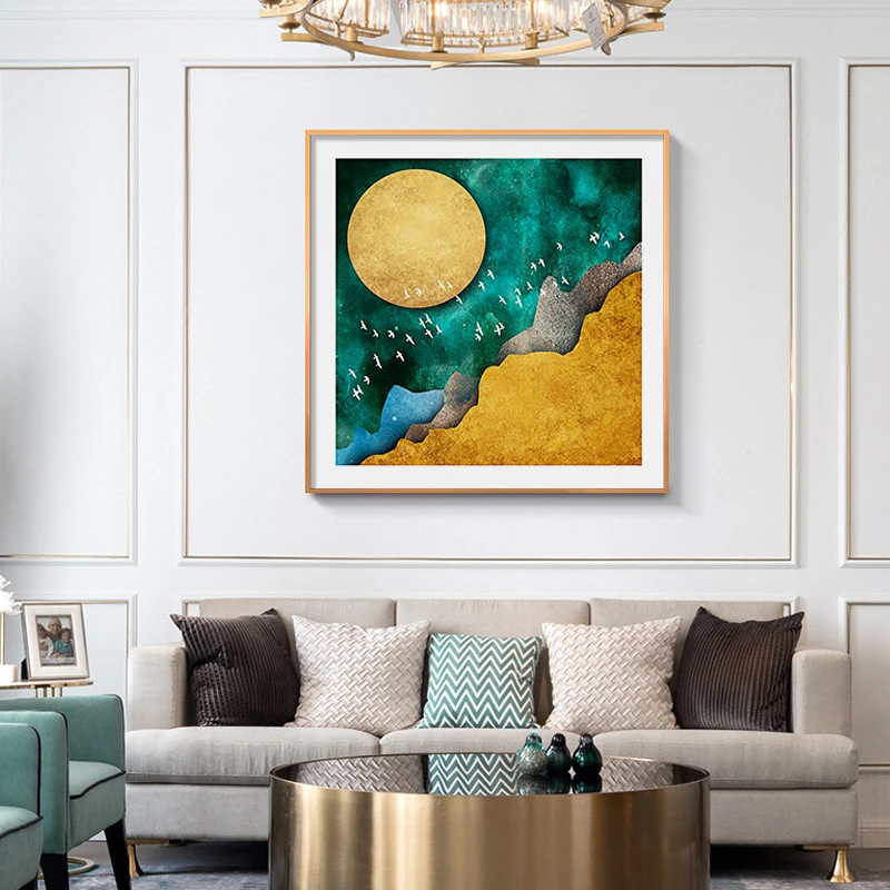 

Abstract Green Forest Sunrise Canvas Painting Nordic Poster n Print Unique Gift Wall Art Picture For Living Room Studio Entrance