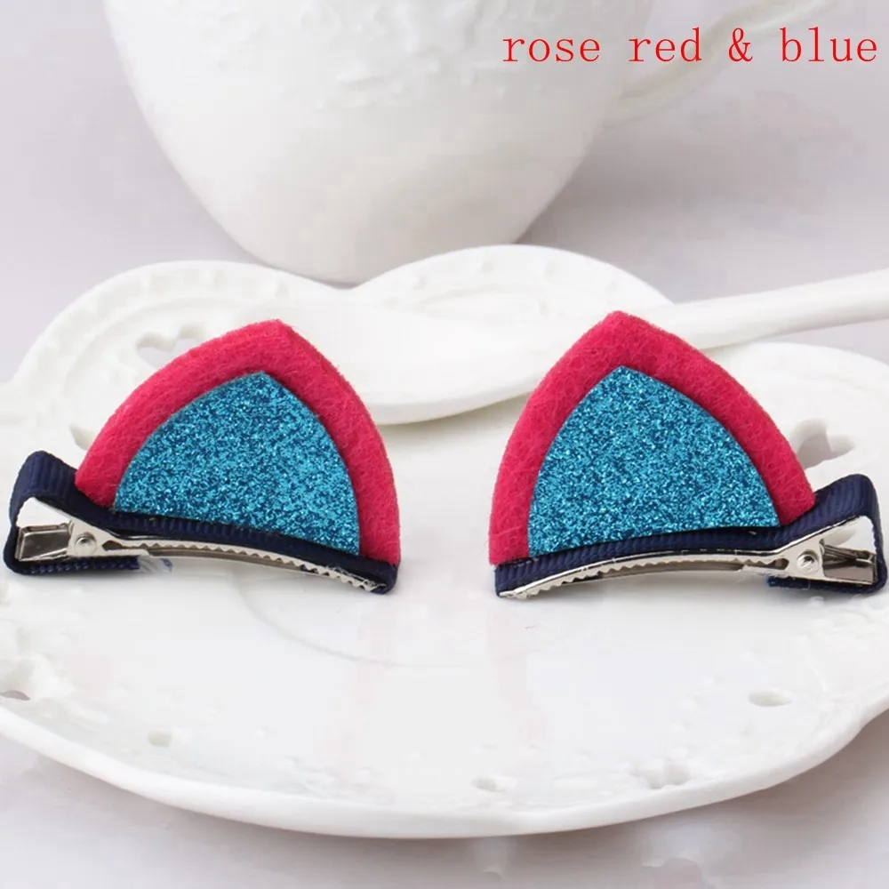 1 Pair HOT New Sweet Funny 6 Colors Bell Cat Ears Hair Clip Cosplay Anime Costume Halloween Birthday Party Hair Accessories Clip - Color: rose red blue