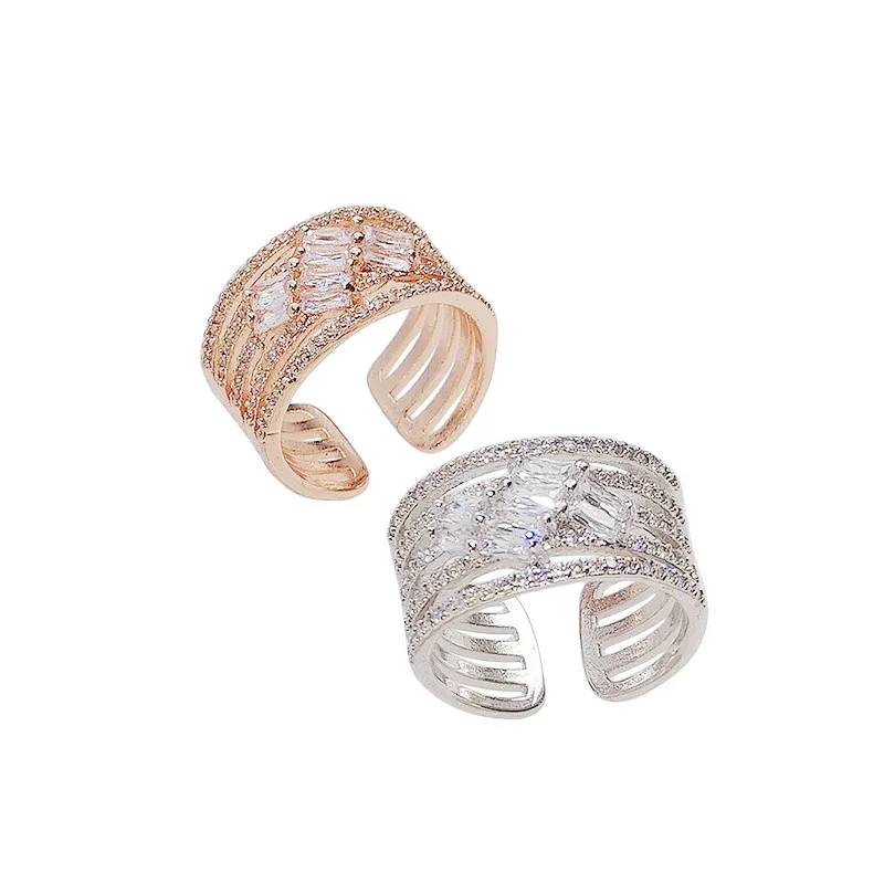 

Multi Layer Open Ring New Fashion Jewelry Adjustable Big Zirconia Rings For Women Lady Valentine's Day Gifts Bijoux