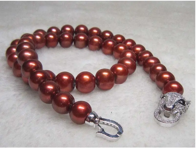 

new 18" 10-11MM SOUTH SEA NATURAL PEARL NECKLACE Leopard head CLASP